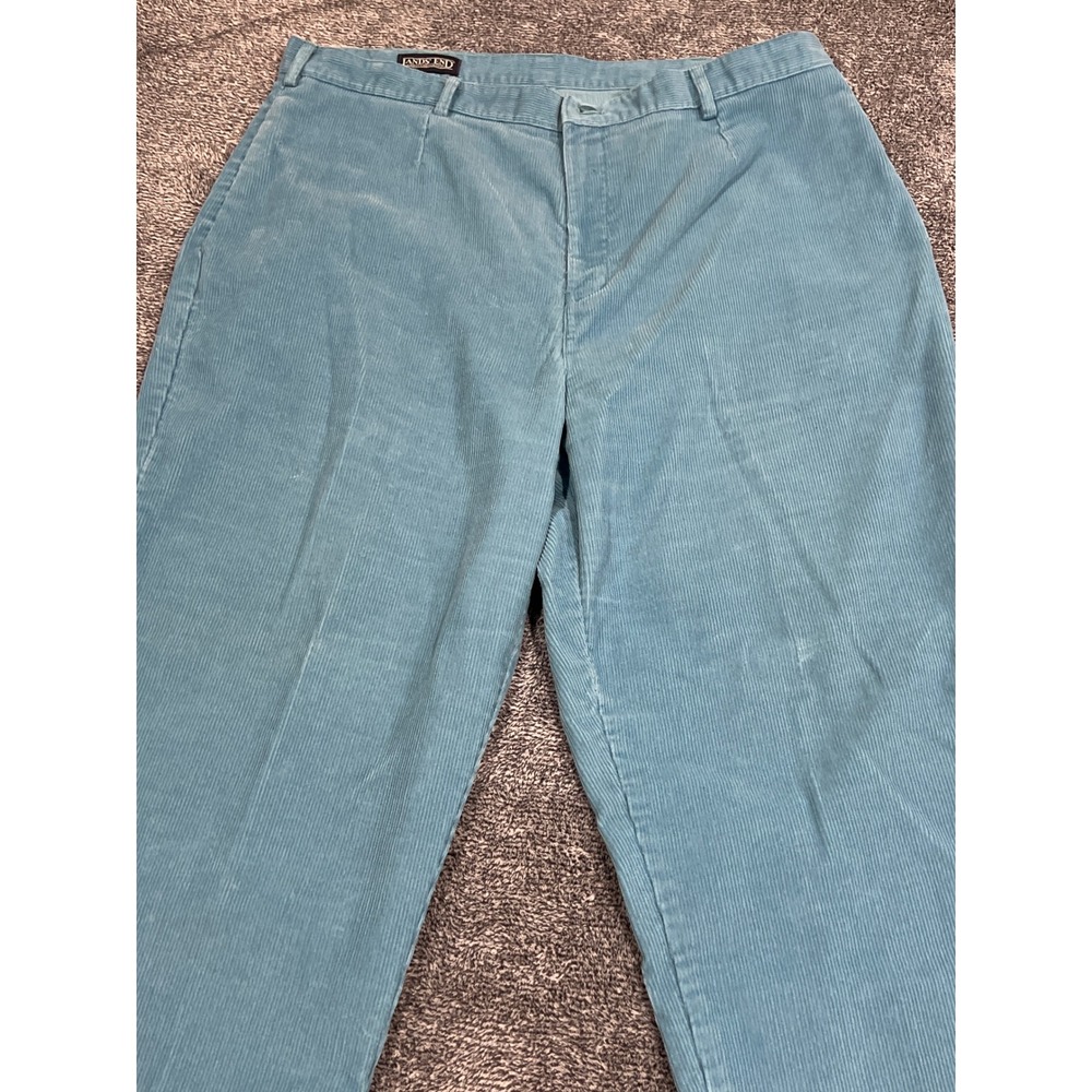 Lands End Blue Corduroy Pants Womens 18W Regular Straight Leg High Rise Cotton